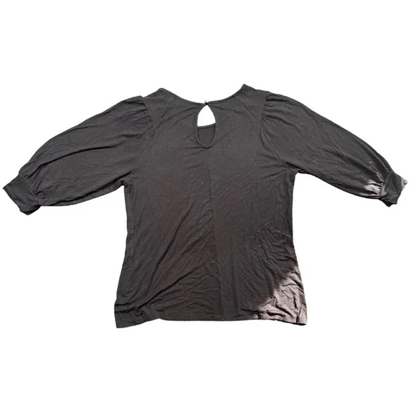 RDI Women 1X Black Puff Sleeve Keyhole Neck Tunic Top Casual Tie Dye‎ Thrashed - Picture 2 of 8